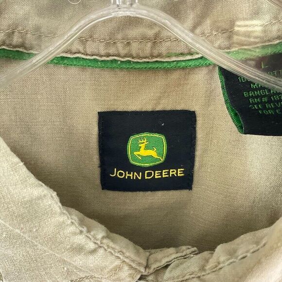 Vintage John Deere Button Shirt L Work Uniform Mechanic Farm Ranch Cowboy Casual - Picture 5 of 7